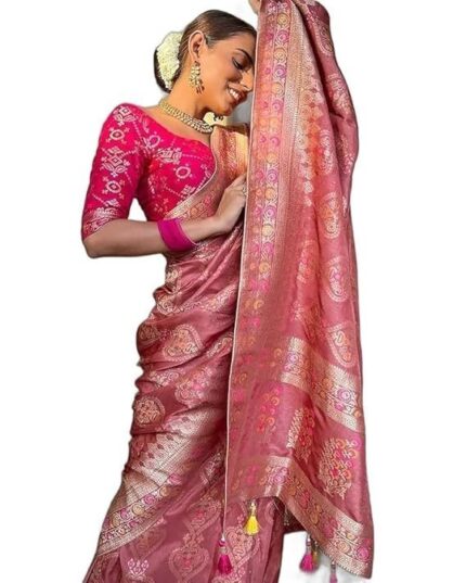 Pure Kanjivaram Soft Banarasi Silk Saree For Women & Girls With Unstitched Heavy Blouse Piece