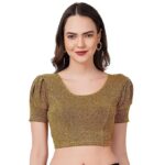Readymade Shining Lycra Stretchable Round Neck Half Sleeve Blouses || Womens Mettalic Stretchable Readymade Blouses
