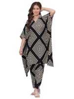 Rayon Women's Printed Kaftan Kurta Pant Set
