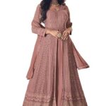Women's Maxi Anarkali Dress (122-PINK_Pink_Free Size)