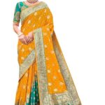 adorable woven pattern Banarasi Silk saree for women with Blouse Piece