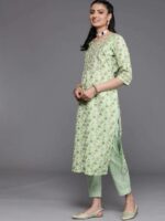 Green Yoke Design Cotton Silk Kurta - Image 4