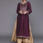 Purple Yoke Design Silk Kurta