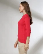 Women Ribbed Regular Fit Crew-Neck T-Shirt - Image 4