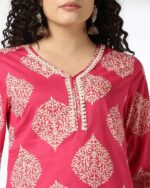 Women Block Print Straight Kurta - Image 5