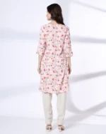 Women Lotus Floral Jaal Print Straight Kurta - Image 3