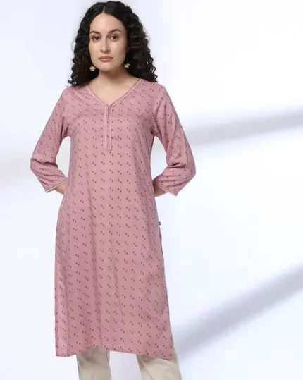 Women Micro Print Straight Kurta