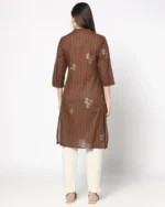 Women Floral Print Gathered A-Line Kurta - Image 3