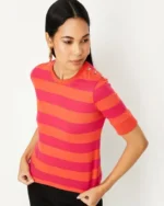 Women Striped Relaxed Fit Crew-Neck T-Shirt - Image 5
