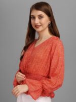 Bright Red Minimal Women's Tops - Image 3