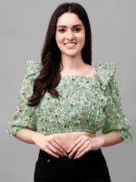 Crop Tops For Women Western Wear Green - Image 5