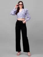 CROP TOPS FOR WOMEN WESTERN WEAR LAVENDER - Image 2